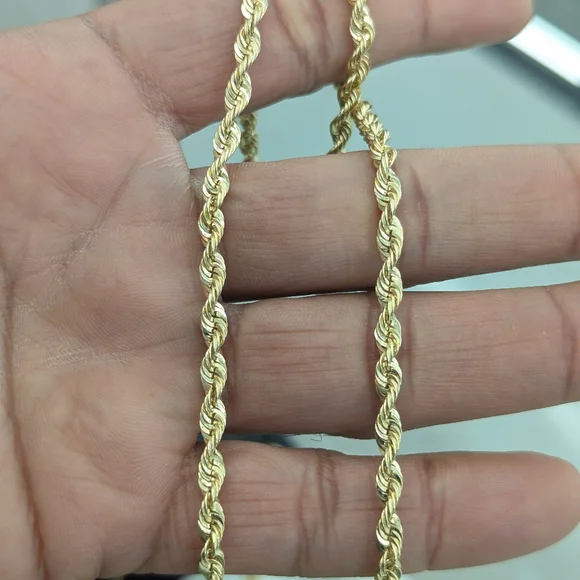 14kt Real Gold Rope Chain 4mm 20 Inch